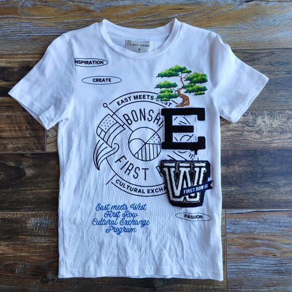 First Row Grade School Patch Graphic Tee Shirt Short Sleeve White Youth Unisex - Picture 2 of 12